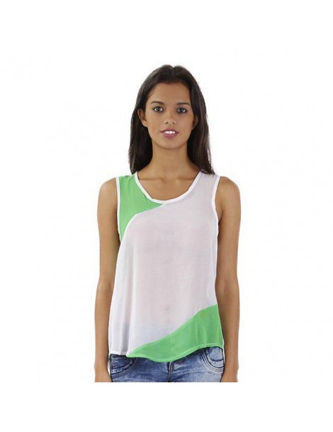 Blusa Gasa Verde con Blanco