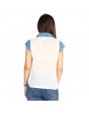 Blusa gasa con jean en cuello, bolsillo y botones